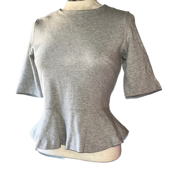 Club Monaco Short Sleeve Grey Peplum Top - Picture 1 of 14
